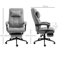 Vinsetto Silla de Oficina Reclinable Silla de Escritorio Giratoria Tapizado de Tela con Altura Ajustable Reposapiés Reposacabezas y Reposabrazos Carga 120 kg para Estudio 66x76x116-124 cm Gris - details 3