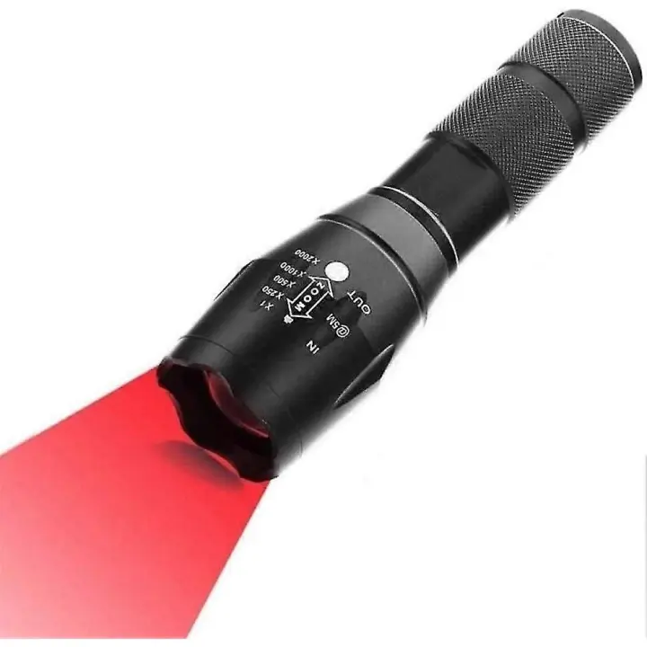 Indoor de luz roja LED 500 lúmenes recargable LED Antorcha impermeable zoomable interior táctica para Visión Nocturna Astronomía camping Caza (watería) - 1