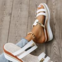 Sandalias De Verano Para Mujer Moda Confortables Deportivas Abiertas Antideslizantes Corte Salpicado Suaves Tacón Anudado Talla Grande 43 - details 3