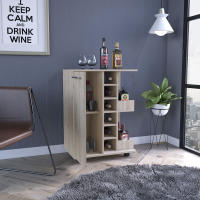 TUHOME Carrito de Bar, Bar Cart, con botellero y ruedas, Wengue Madera manufacturada Salón-Bar - details 2