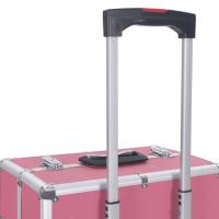 vidaXL Maletín trolley de maquillaje de aluminio rosa - details 7