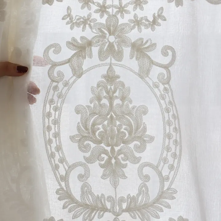 Cortina De Tules Blancas Con Bordado De Flores Estilo Europeo Para Dormitorio Y Sala De Estar Ventanas Translúcidas Y Sastre - 1