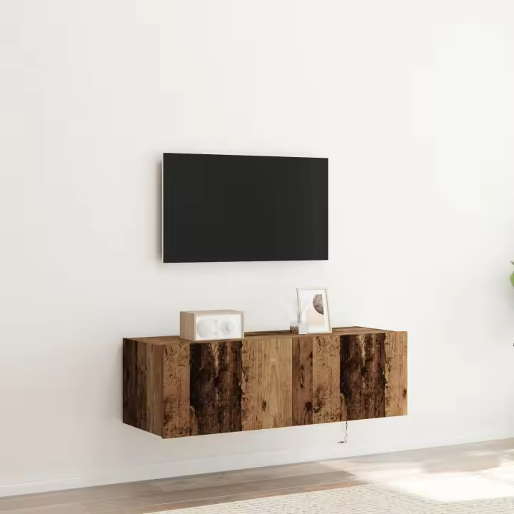 Cabinet de TV vidaXL con luces LED Madera Vieja 100x35x31 cm - 1