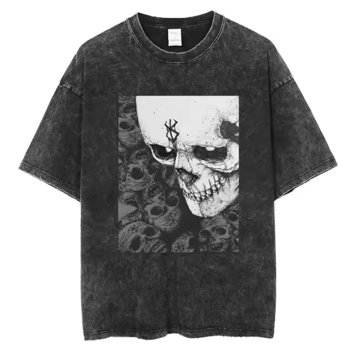 Camiseta De Algodón Lavada Con Estampado Gótico Harajuku Para Mujer Estilo Callejero Casual Manga Corta Suelta Moda De Verano - 1