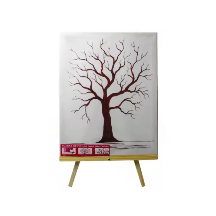 CAPRILO REGALOS & DECORACIÓN  Original Lienzo Árbol de Huellas con Caballete, Pinturas y Bolígrafo para Firmas (Azul). Regalos Originales. Recuerdos. Detalles para Cumpleaños, Bodas, Bautizos y Comuniones - 1