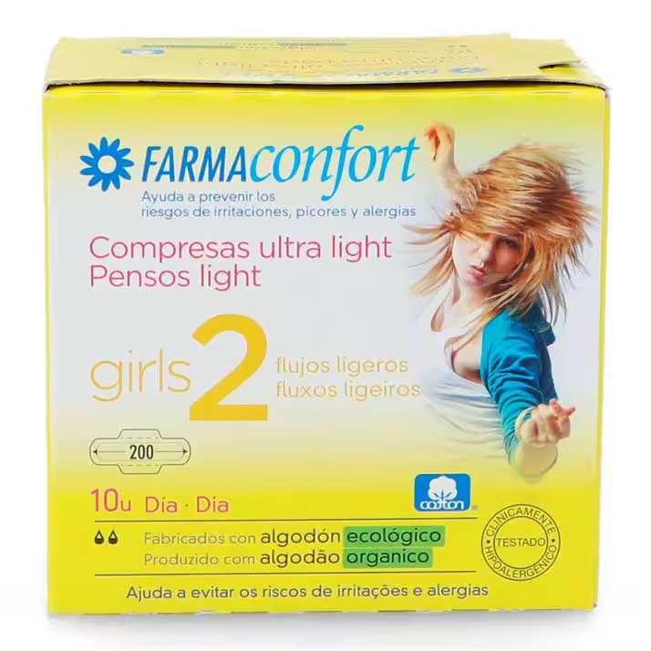 Farmaconfort Compresas Ultrafinas Girls Talla 2 C/ Alas 10 U. - 1