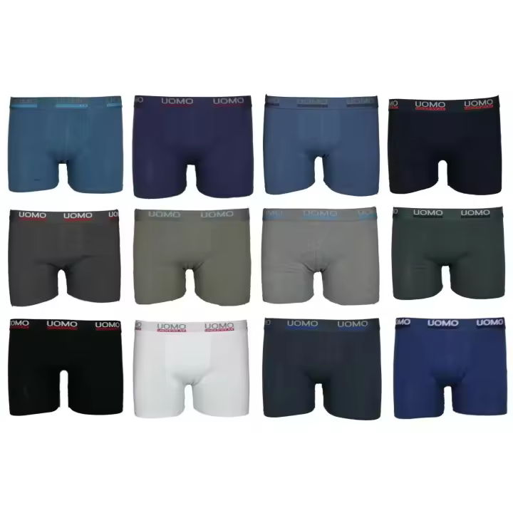 Pack de 12 Uds Calzoncillos Boxer Uomo Slip Caballero Ropa Interior Calzon M-L-XL-XXL-XXXL - 95% Algodón, 5% Elastano - (Se envía en colores aleatorios) - 1