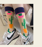 Calcetines De Algodón Coloridos Para Mujer 2024 Moda Primavera Otoño Plantas Echinacos Sloth Estilo Trendy Personales - details 18