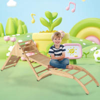 Escalera de Madera, Arco de Trepá, Juego de Trepá de Madera 8 en 1 multifuncionales-Con Tobogán, módulo de Trepá, barco balancín y Tienda de campaña - múltiples variaciones de formas para el juego Creative y el movimiento. - details 1