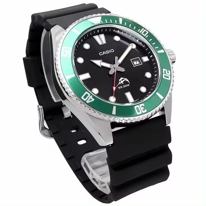 Reloj Hombre Buceo Casio MDV-106B-1A3 HULK MARLIN DURO correa goma dial color verde - 1