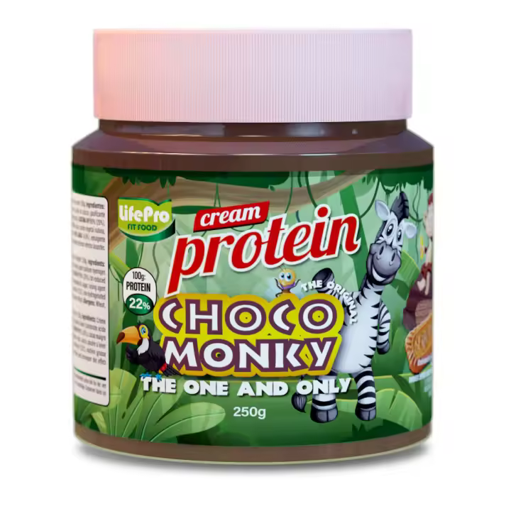 LIFE PRO FITFOOD PROTEIN CREAM CHOCO MONKY 250G - Deliciosa Crema para Untar Alta en Proteína - Sabor Exclusivo Life Pro - 1