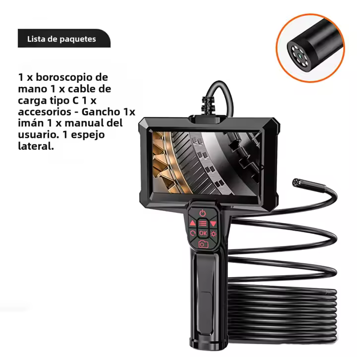 Cámara De Endoscopia Industrial 1080P HD Impermeable IP67 Inspección Borescope Desagüe Cámara Serpiente 8mm Pantalla 4.3 Pulgadas Para Automóviles - 1