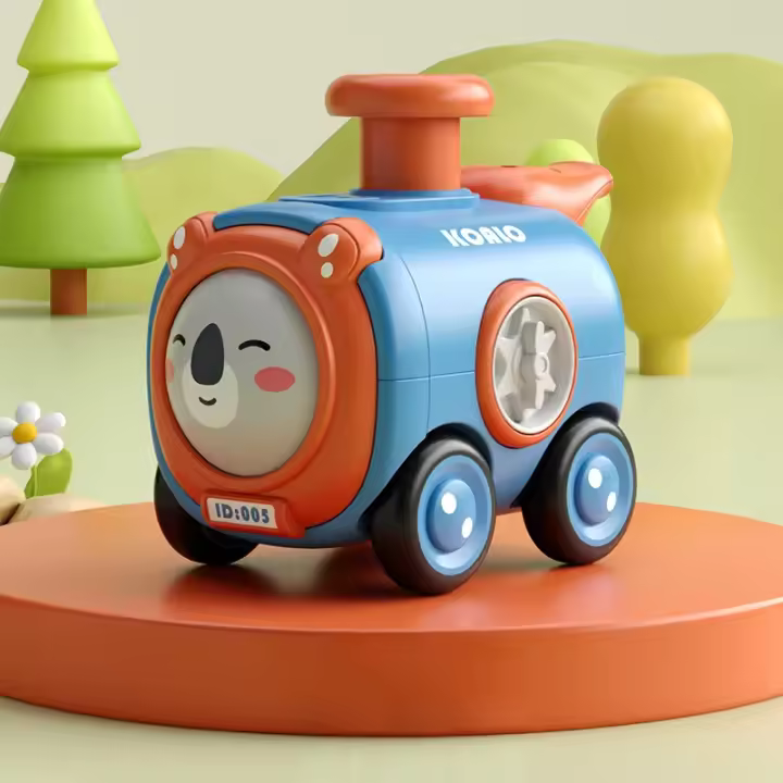 Pequeño Tren Inertia Press Con Silbato Juguete Interactivo Para Padres Y Niños Coche De Dibujos Animados Resistente Al Impacto Para Bebés - 1