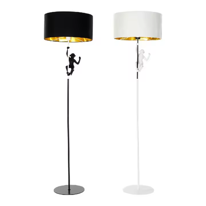 Lámpara de Pie DKD Home Decor 8424001827312 44 x 44 x 166 cm Negro Dorado Metal Blanco Resina 220 V 50 W (2 Unidades) - 1