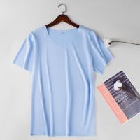 Camiseta De Verano Para Hombre Con Cuello En V Y Manga Corta Color Sólido Estilo Slim Sin Costuras Transpirable Para Viajes - details 9