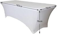 Cubierta de mesa para mesas, Spandex Stretch Lycra Cubierta de tela de mesa de 6 pies Rectangular Pata de pie Mesa Wedg Banquete 183*76*76 cm (Blanco) - details 0
