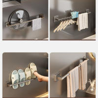 Soporte De Toalla De Baño Sin Perforar Estante De Pies De Baño Soporte De Mangle Para Cocina Y Baño Material Plástico Montaje Por Ensamblaje - details 1