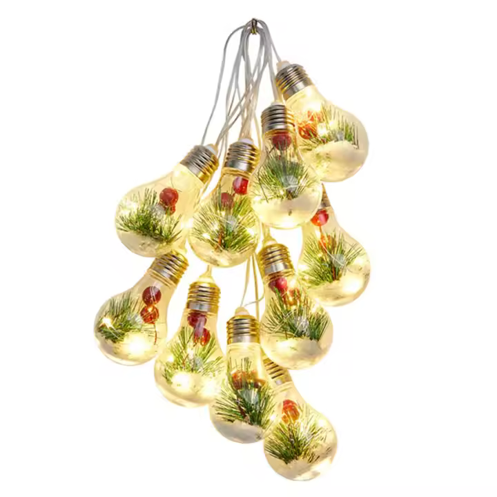 Guirnaldas de luces de Navidad, 2 metros, Cadena de luces con forma de Globo, Cadena de luces de Navidad con Pilas, bomblas de Interior, Luz decorative para dormitorio - 1