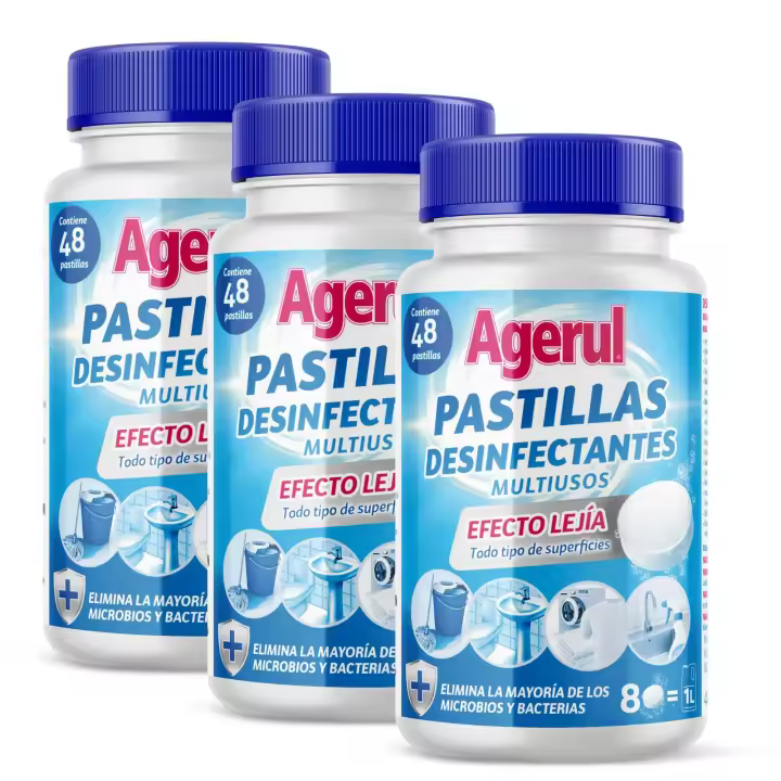 Pastillas Desinfectantes Multiusos - Pack Ahorro 48 Pastillas X3 Total 144 pastillas Efecto Lejía Agerul【ROUA】 - 1