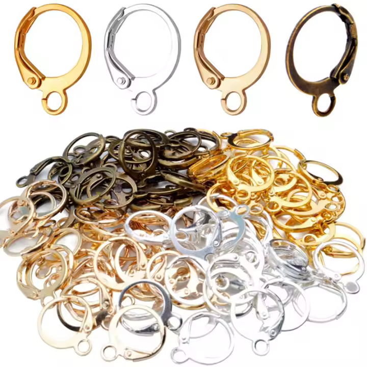 50pcs Gancho De Aro Para Pendientes De Cierre Trasero Plata En Brasa Hipoalergénico Para Diseño De Joyería Y Fabricación De Pendientes - 1