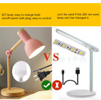Lámpara De Mesa Creativa Nórdica Con Cabeza Giratoria LED Protección De Ojos Para Lectura Y Dormitorio Estilo Moderno Material Madera Y Hierro - details 1