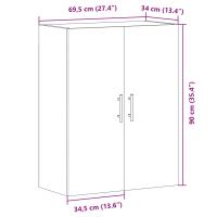 Gabinete Montado en la Pared vidaXL Negro Roble 69,5x34x90 cm Madera Ingeniería - details 7