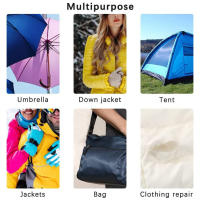 6pcs Parches Autoadhesivos Para Ropa Y Bolsos Pegatinas De Reparación Lavables Para Chaquetas De Plumón Y Tienda De Acampar Color Oscuro Y Rojo - details 1