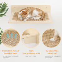 Cama Para Gato De Muro En Hamaca Para Grandes Gatos O Gatitos Muebles Con Alas Y Perches De Cuerda De Sisal Y Madera Para Saltar De PETRAVEL - details 7