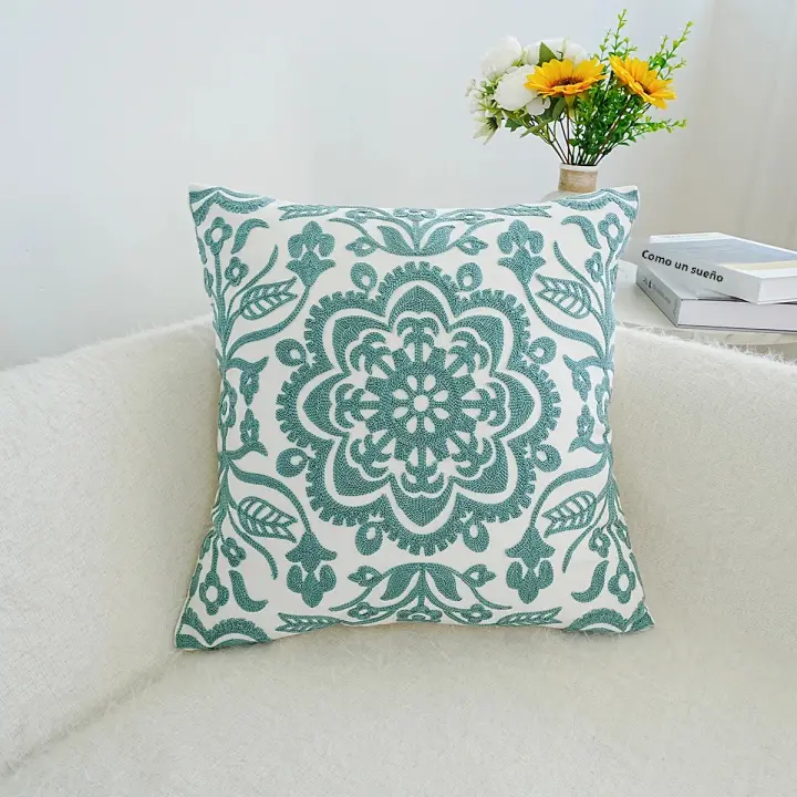  Funda De Cojín Vintage Mandala Decorativa 1pc 17.7 Pulgadas Tapa Tejida Elegante Con Cremallera Para Sofá Y Dormitorio Sin Relleno - 1