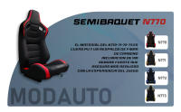 MODAUTO Semibaquet S.E Cuero Negro/Parches  y Respaldo Fibra Carbono,Semibaquet Deportivo,Adaptable para Coches,Ríeles Incluidos,para Coche y Simulador de Conducción - details 1