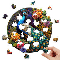 Rompecabezas De Madera En Forma De Peacock Juego Interactivo Familiar Regalo Personalizado De Animal Irregulares Caja De Regalo Exquisita - details 1