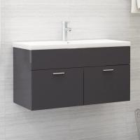 vidaXL Armario para lavabo madera contrachapada 90x38,5x46 cm en color Negro/Blanco y roble sonoma/Gris hormigón y más | almacenamiento funcional diseño moderno para baño dormitorio sala - details 7