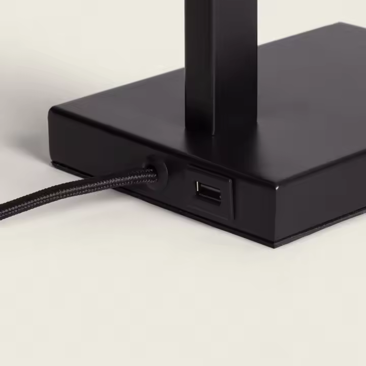 Ledkia Lámpara de Mesa Metal y Tela con Puerto USB e Interruptor Táctil Malena Negro - 1