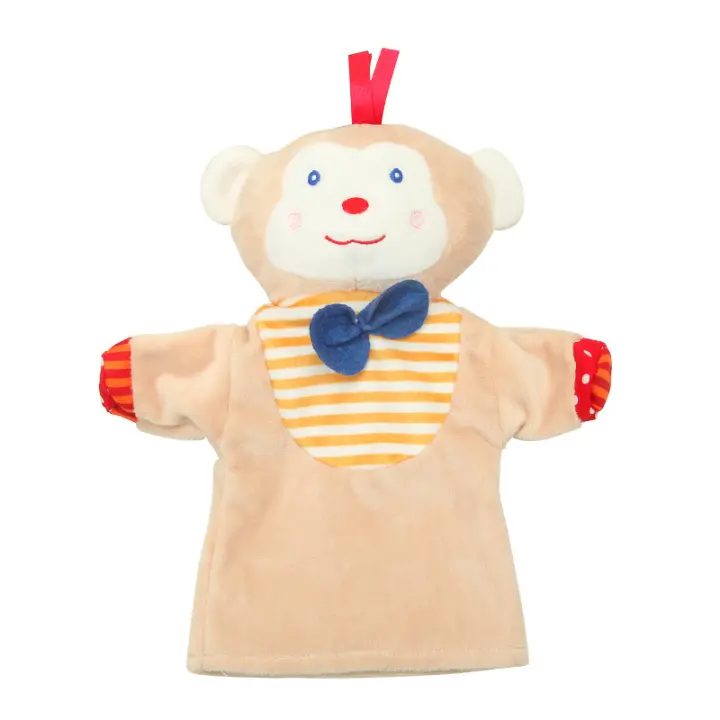 Lindo muñeco de peluche de animal de dibujos animados, títere de mano, pequeño mono, rana, pato, toalla cómoda - 1