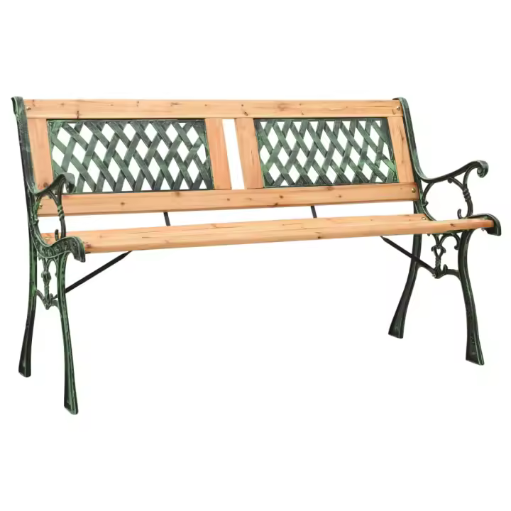 vidaXL Banco de jardín hierro fundido y madera de abeto maciza 122 cm - 1