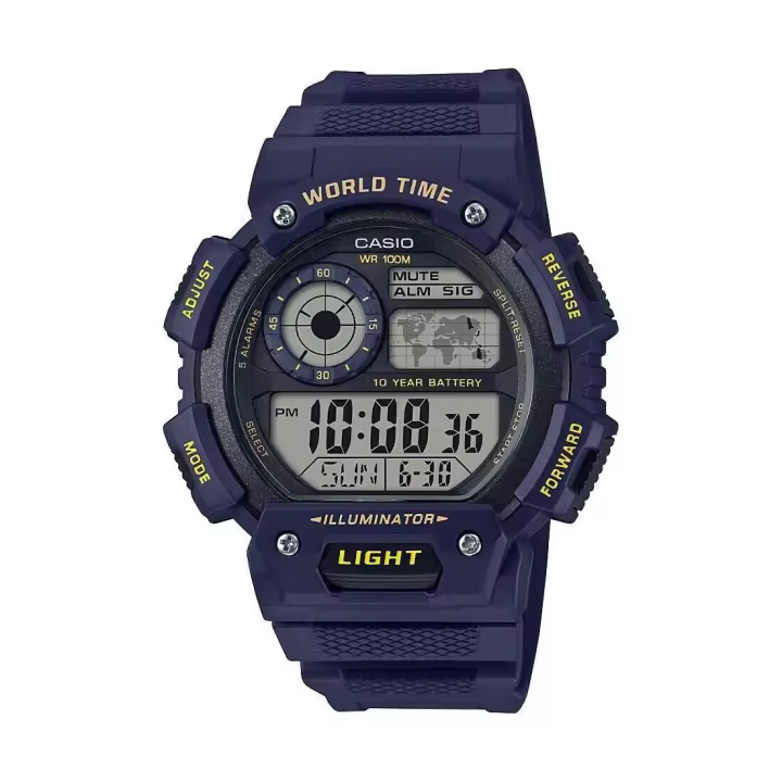 Reloj hombre Casio AE-1400WH-2AV Quartz 5 Alarms Hora Mundial Multi Time cronómetro - 1
