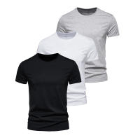 3Pcs Camiseta De Hombre Estilo Slim Fit Cuello Redondo Diseño De Moda Sólida Manga Corta Transpirable Y Secado Rápido Para Uso Diario Verano - details 3