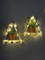 Estante Flotante De Madera Con Decoración De Hoja LED Para Decoración Del Habitáculo Estilo Bohemio Estante De Pared Para Sala De Estar - details 23