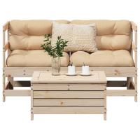 vidaXL Juego de sofás de jardín 3 piezas madera maciza de en color Pino blanco/Douglas natural/Impregnado natural y más - details 3