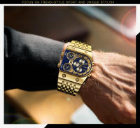 Reloj De Cuarzo Para Hombre Oulm 9315 Plata Oro Azul Zafiro 3 Zonas Horarias Militar Reloj De Pulsera De Acero Completo Marca De Lujo - details 2
