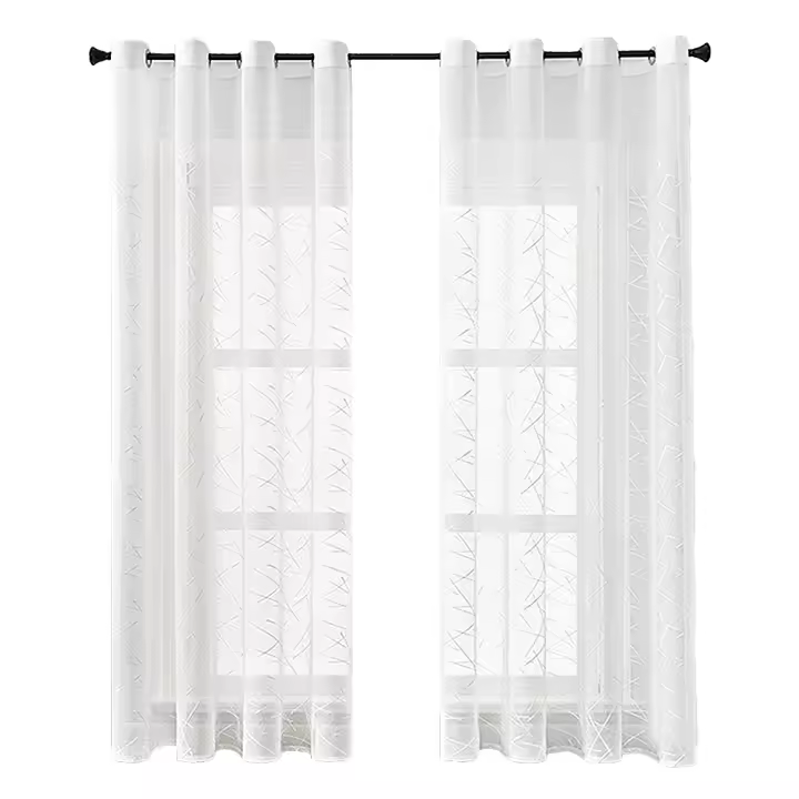 Cortinas Blancas Con Rayas Modernas Tules Transparentes Para Sala De Estar Ventanas De Dormitorio Decoración De Hogar Cortinas Bordadas Sin Cubierta Antipolvo - 1