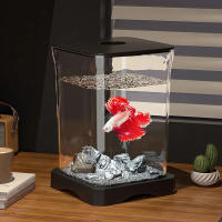 Pequeño Acuario De Escritorio Mini Pez Dorado Tanque Betta Transparente Desmontable Caja De Acuario Pequeño Para Animales Acuáticos Para Sala De Estar En Casa - details 0