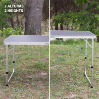 Aktive - Mesa plegable aluminio 120x60 cm, acabado gris, con 4 taburetes acero, regulable 60/70 cm, portátil con asa - details 4