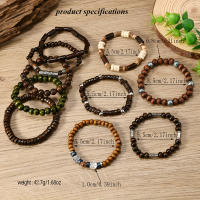 10pcs Pulseras De Madera Con Hebillas Vintage Para Hombres Pulseras De Bricioleta Multicapa Accesorios De Fiesta Regalos - details 3