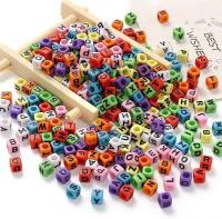 Cuentas De Acrílico Colores Variados 100-500pcs Forma Cuadrada Espaciadoras Alfabeto A-Z Para Creación De Joyas Pulseras DIY Accesorios - details 2