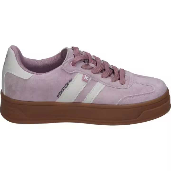 XTI | Zapatillas con Plataforma XTI para Mujer – Deportiva en Color Rosa con Detalles – Sneakers con Cordones – Plataforma Media y Cómoda – Estilo Casual – Versátiles – Modelo 143644 - 1