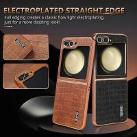 Funda De Teléfono De Cuero Con Patrón De Cocodrilo Lujo Para Samsung Galaxy Z Flip 6 5 4 3 Flip6 5G Shockproof Electroplat Frame Cubierta Suave - details 1