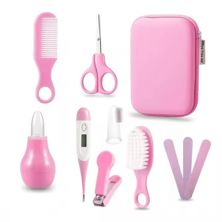 BATHBY Kit de Cuidado e Higiene para Bebé, Estuche Portátil, Cepillo, Tijeras, Lima, Cortauñas, Termómetro, Aspirador Nasal - 1