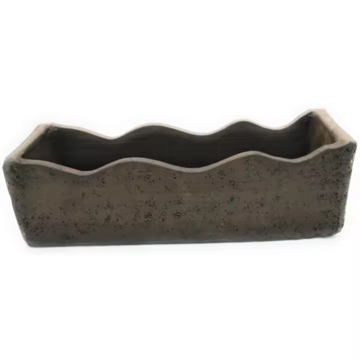 Jardinera artesanal de barro rustica jardin OLAS ext. e int. 50x13x13cm - 1