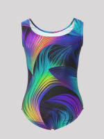 Leotardo De Gimnasia Para Niñas Diseño De Líneas Coloridas Sin Mangas Top De Danza Y Actividades Infantiles Ropa Deportiva Aleatoria - details 1